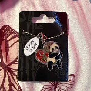 Charming Panda Necklace with Heart Charm